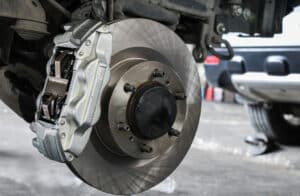 Closeup On A New Brake System Of A Car